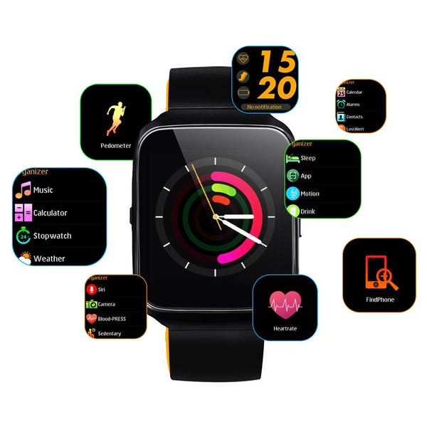New Bluetooth Sports Smartwatch Heart Rate Blood Pressure Monitor Smart Band for Android IOS