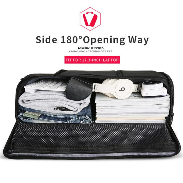New High Capacity USB Recharging Backpack 180 Degree Travel Bag Fit for 17.3 Inches Laptop New Design Bag