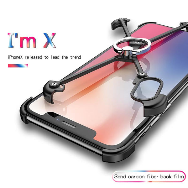 New X-Shaped Aluminum Metal Shockproof Bumper Mobile Phone Case Frame with Ring Holder for Apple iPhone 14 13 Series