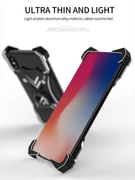 New Luxury Case Frame Aluminum Back Cover Phone Case with Ring Holder for Apple iPhone 11 Pro Max XR XS X 8 Series