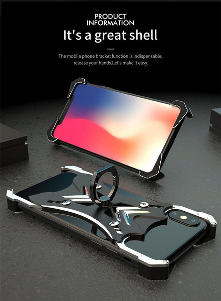 New Luxury Case Frame Aluminum Back Cover Phone Case with Ring Holder for Apple iPhone 11 Pro Max XR XS X 8 Series