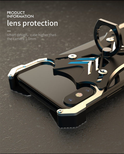 New Luxury Case Frame Aluminum Back Cover Phone Case with Ring Holder for Apple iPhone 11 Pro Max XR XS X 8 Series
