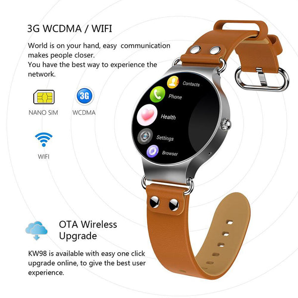 New Luxury 3G Android Smartwatch Phone with Quad Core 1.0GHz 8GB ROM GPS Heart Rate Pedometer
