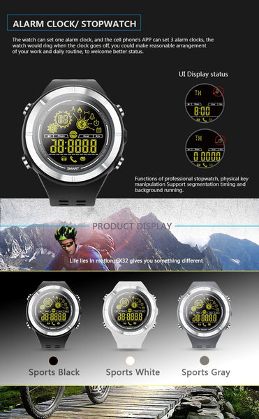 New Sports Bluetooth Smartwatch Waterproof Wristwatch with Fitness Tracker Pedometer Stopwatch for iOS android phones