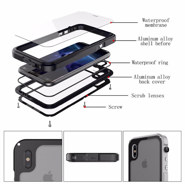 New Luxury Heavy Duty Hybrid Cover Metal Coque Armor Shockproof Aluminum Case for iPhone X 10