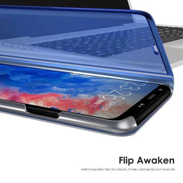 New Luxury Protective Flip Phone Case Mirror Clear View Cover with Stand for iPhone 16 15 14 13 Pro Max Series