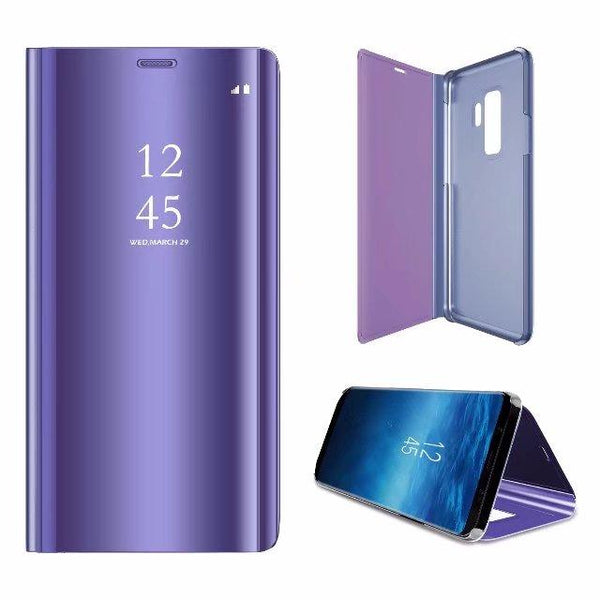New Luxury Protective Flip Phone Case Mirror Clear View Cover with Stand for Samsung Galaxy S25 S24 Plus Ultra Series