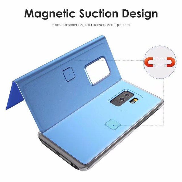 New Luxury Protective Flip Phone Case Mirror Clear View Cover with Stand for Samsung Galaxy S25 S24 Plus Ultra Series