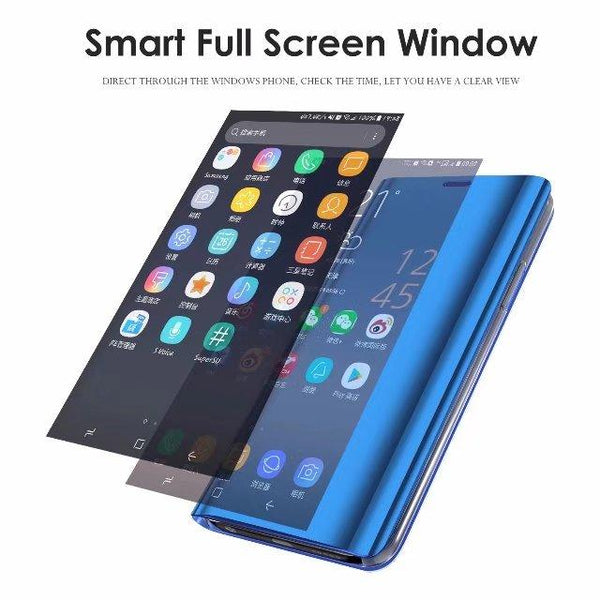 New Luxury Protective Flip Phone Case Mirror Clear View Cover with Stand for iPhone 16 15 14 13 Pro Max Series