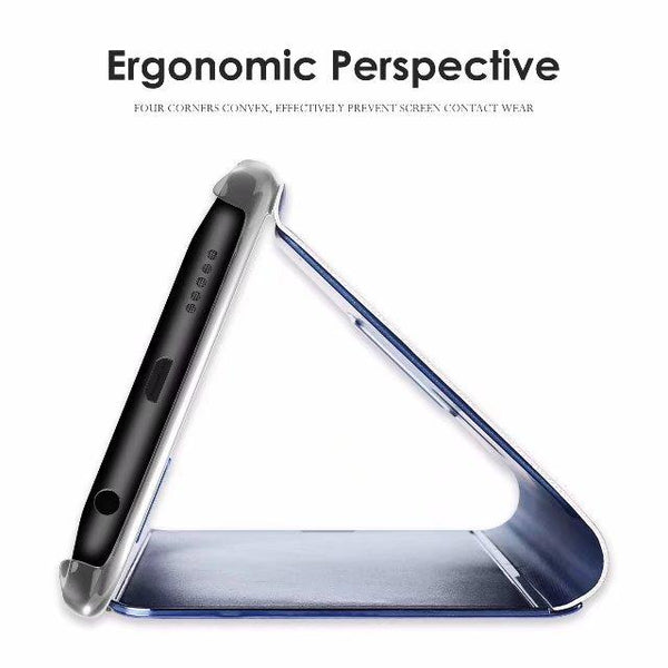 New Luxury Protective Flip Phone Case Mirror Clear View Cover with Stand for iPhone 16 15 14 13 Pro Max Series