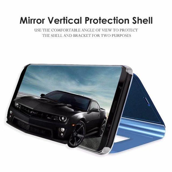 New Luxury Protective Flip Phone Case Mirror Clear View Cover with Stand for iPhone 16 15 14 13 Pro Max Series