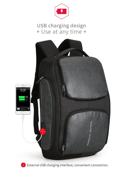New Smart USB Charging Men's Backpack Bag for 15.6 Inch Laptop Backpack High Capacity Men Travel Backpack