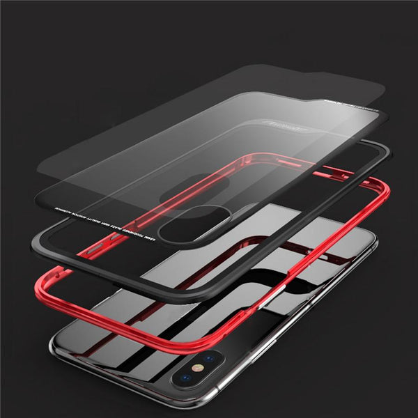 New Luxury Ultra Slim and Light Metallic Bumper with Transparent Back Cover Fitted Case for iPhone X