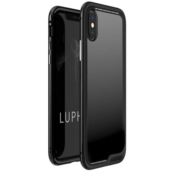 New Luxury Ultra Slim and Light Metallic Bumper with Transparent Back Cover Fitted Case for iPhone X