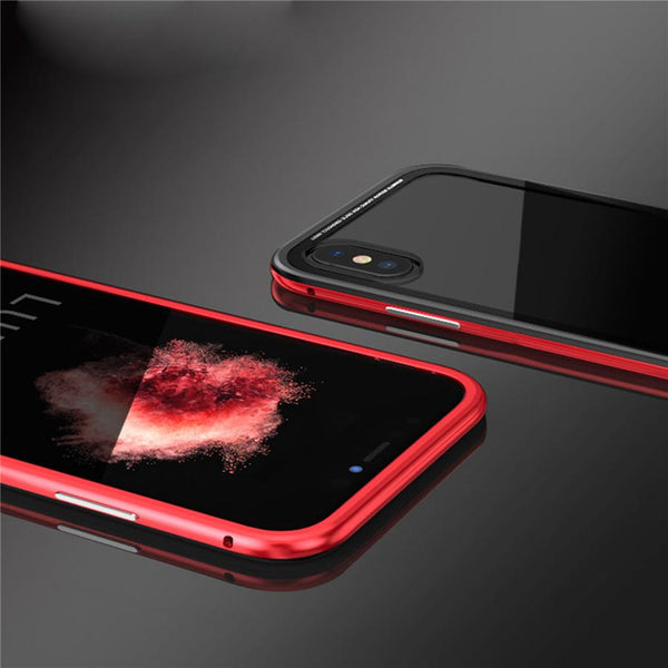 New Luxury Ultra Slim and Light Metallic Bumper with Transparent Back Cover Fitted Case for iPhone X
