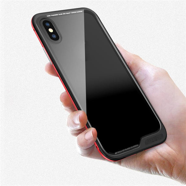New Luxury Ultra Slim and Light Metallic Bumper with Transparent Back Cover Fitted Case for iPhone X