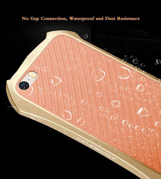 New Aluminum Metal Frame Leather Back Luxury Case for iPhone 5 / 5S / SE / 6 / 6S / 6 Plus / 6S Plus