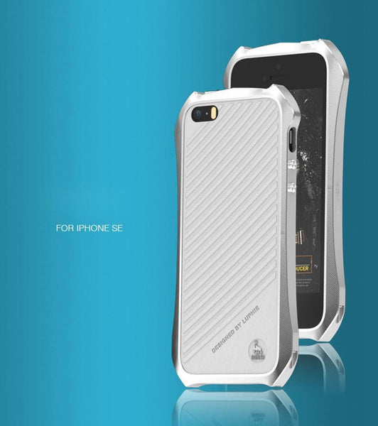 New Aluminum Metal Frame Leather Back Luxury Case for iPhone 5 / 5S / SE / 6 / 6S / 6 Plus / 6S Plus