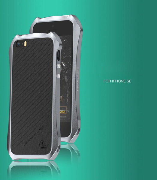 New Aluminum Metal Frame Leather Back Luxury Case for iPhone 5 / 5S / SE / 6 / 6S / 6 Plus / 6S Plus