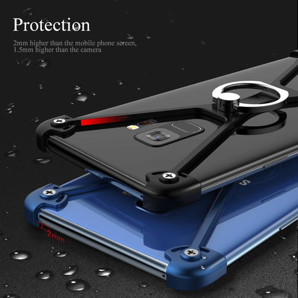 New Ultra Lightweight X-Shaped Ring Holder Protective Bumper Metallic Case for Samsung Galaxy S9 / S9 Plus