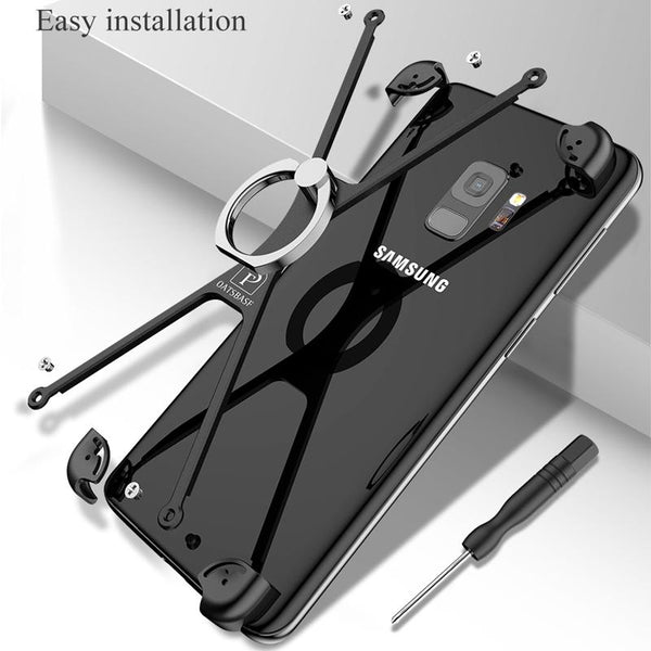 New Ultra Lightweight X-Shaped Ring Holder Protective Bumper Metallic Case for Samsung Galaxy S9 / S9 Plus