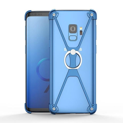 New Ultra Lightweight X-Shaped Ring Holder Protective Bumper Metallic Case for Samsung Galaxy S9 / S9 Plus