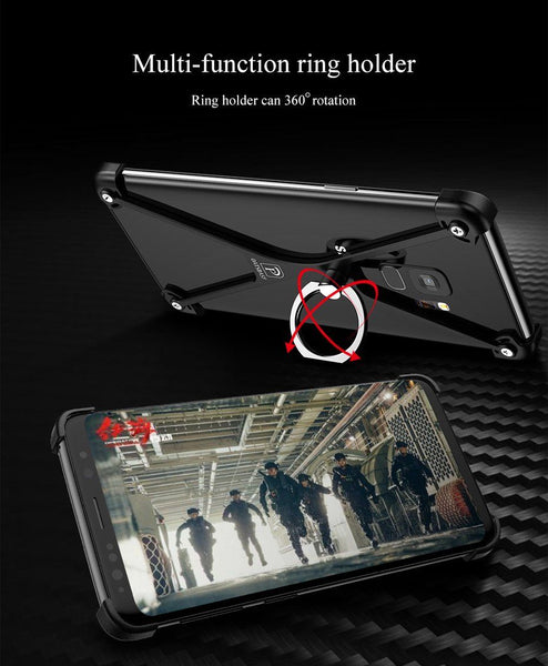 New Ultra Lightweight X-Shaped Ring Holder Protective Bumper Metallic Case for Samsung Galaxy S9 / S9 Plus