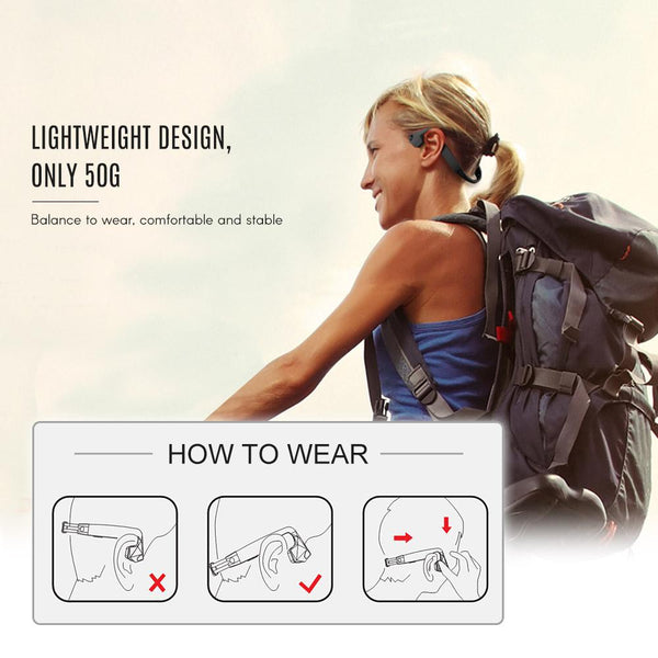 New Wireless Open-Ear Stereo Bone Conduction Headphone Earphone Headset Bluetooth 4.1 IPX6 Waterproof Hands Free with Microphone