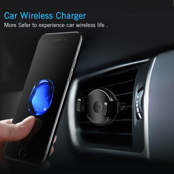 New Car Air Vent Mount Fast Qi Wireless Charger for iPhone X 8 for Samsung Note 8 S9 S8 S7 Edge Car Phone Holder