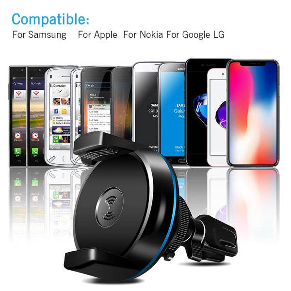 New Car Air Vent Mount Fast Qi Wireless Charger for iPhone X 8 for Samsung Note 8 S9 S8 S7 Edge Car Phone Holder