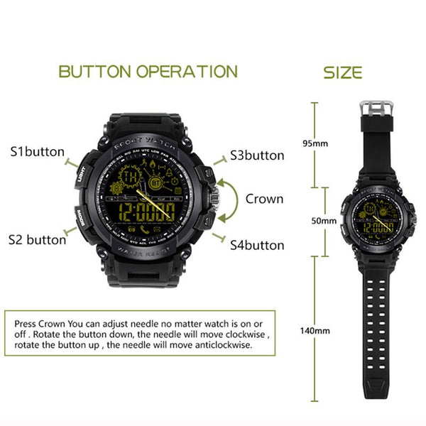 New Rugged Fitness Smartwatch Passometer Smart Clock Waterproof Watch Activities tracker for iPhone Android Phones