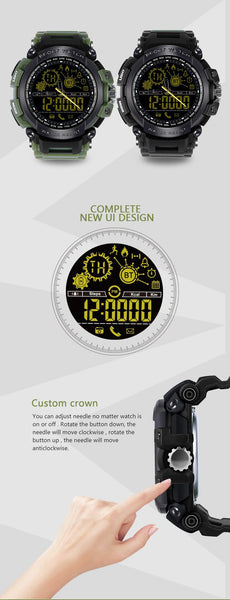 New Rugged Fitness Smartwatch Passometer Smart Clock Waterproof Watch Activities tracker for iPhone Android Phones
