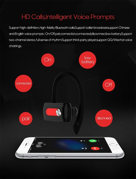 New TWS Sports Bluetooth Earphones with Microphone Wireless Headsets Ear Hook Waterproof Earbuds for Mobile Phones