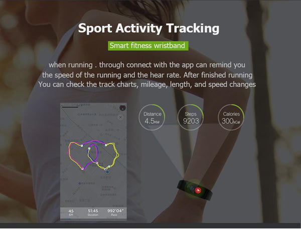 New Fitness Smart Bracelet Waterproof Real-Time Monitor Dynamic Heart Rate Sport  Fitness Wristband Support USB-Charge Watch
