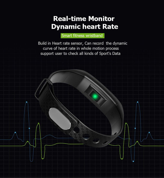 New Fitness Smart Bracelet Waterproof Real-Time Monitor Dynamic Heart Rate Sport  Fitness Wristband Support USB-Charge Watch