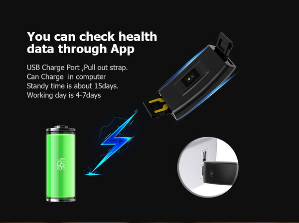New Fitness Smart Bracelet Waterproof Real-Time Monitor Dynamic Heart Rate Sport  Fitness Wristband Support USB-Charge Watch