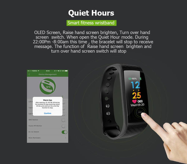 New Fitness Smart Bracelet Waterproof Real-Time Monitor Dynamic Heart Rate Sport  Fitness Wristband Support USB-Charge Watch