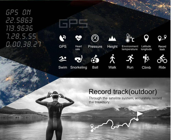 New GPS Sport Smart Watch Waterproof Sleep Heart Rate Monitor Thermometer Altimeter Pedometer GPS Smartwatch for IOS Android Windows