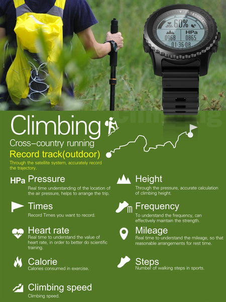 New GPS Sport Smart Watch Waterproof Sleep Heart Rate Monitor Thermometer Altimeter Pedometer GPS Smartwatch for IOS Android Windows