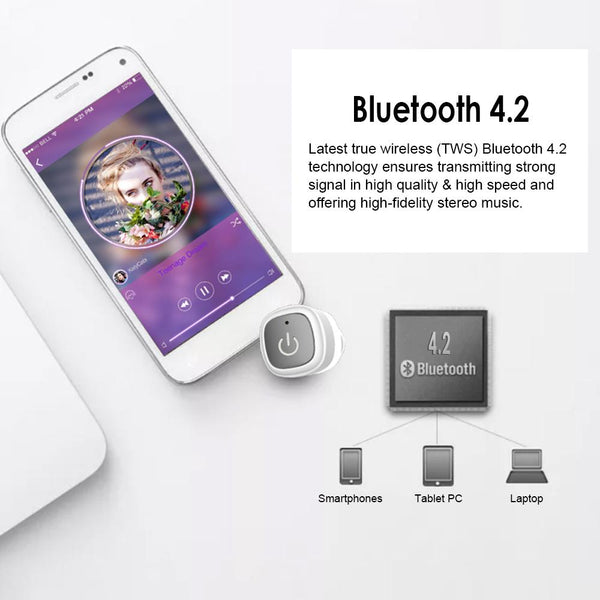 New TWS True Wireless Bluetooth 4.2 Earphone IPX7 Waterproof In-Ear Mini Stereo Earbuds Sports Headset w/ Mic 2100mAh Power Bank