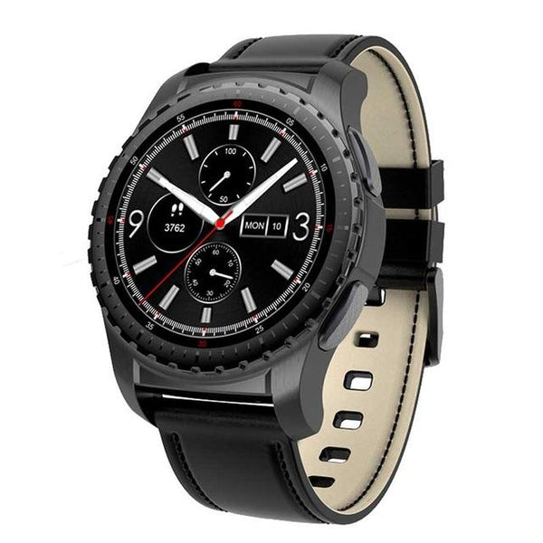 New Leather-Banded Smartwatch with 1.3 Inch Heart Rate Monitor Anti-Lost Support SIM/TF Card Smart Watch for IOS Android Windows
