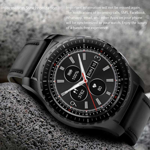 New Leather-Banded Smartwatch with 1.3 Inch Heart Rate Monitor Anti-Lost Support SIM/TF Card Smart Watch for IOS Android Windows