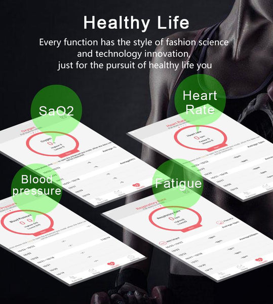 New IP68 Waterproof Smartband Watch Blood Pressure Heart Rate Monitor Smart Bracelet Fitness Tracker Bluetooth Wristband