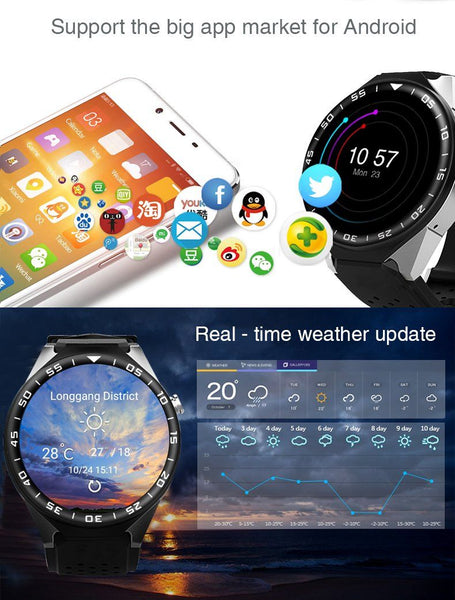 New Luxury Sports Smart Watch with 3G GPS WIFI Touch Screen Call Reminder Android 5.1 Wearable Devices