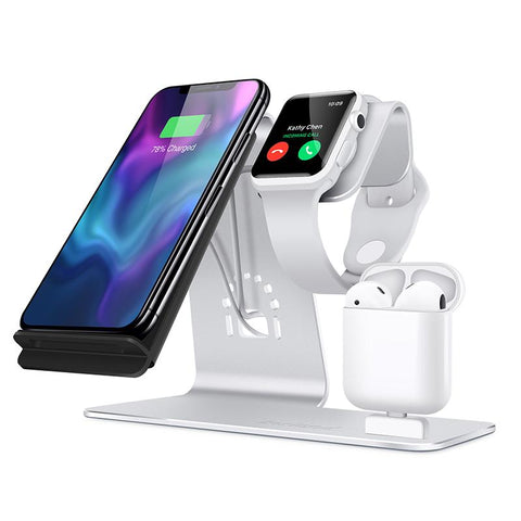 New Super Compact 3 in 1  iWatch Qi Stand Airpods Charger Dock Phone Desktop Tablet Holder for Airpods