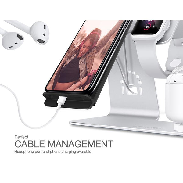 New Super Compact 3 in 1  iWatch Qi Stand Airpods Charger Dock Phone Desktop Tablet Holder for Airpods