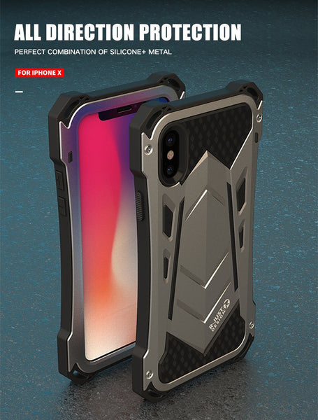 New Luxury Protective Hard Armor Heavy Duty Metal Aluminum Shell Phone Case for iPhone 11 Pro Max XR XS SE / Samsung Galaxy S10 Note 10 Plus