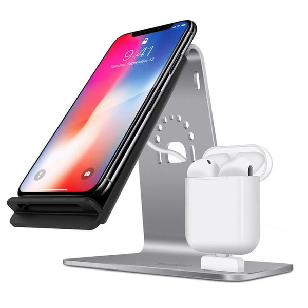 New 2-In-1 Airpods Stand Wireless Charging Desktop Tablet Dock For iPhones