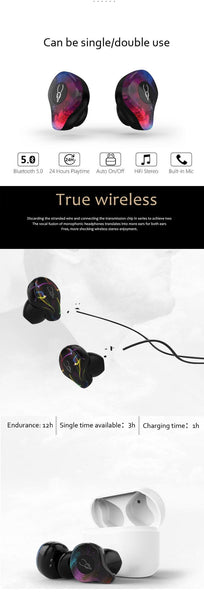 New Bluetooth 5.0 True Wireless Stereo Earbuds Earphones IPX5 Water-Resistant Headset for Phone HD Communication with Charge Box