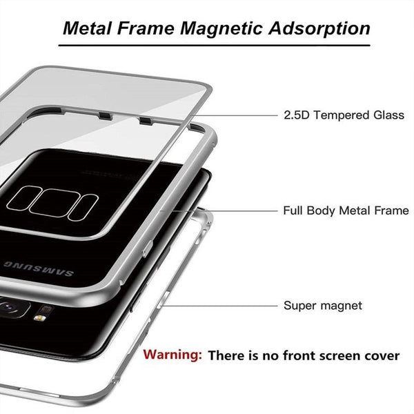 New Magnetic Metallic Adsorption Flip Phone Case Glass Back Cover for Samsung Galaxy S9 S8 S7 Edge Series